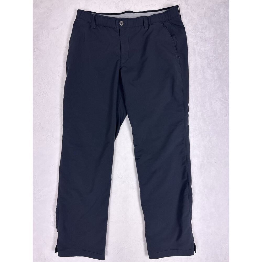 Under Armour Golf Pants Mens 38x32 Black Performance Stretch Flat Front Chino UA